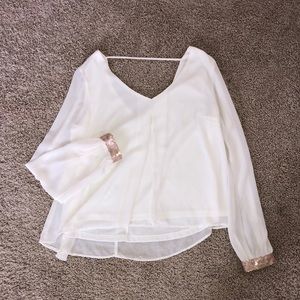 Open back chiffon blouse with detail cuffs